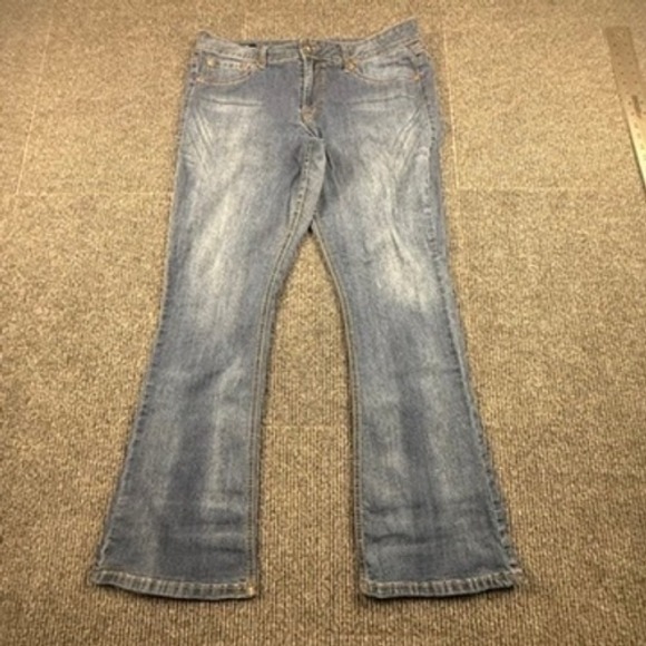 Source Of Wisdom Denim - Source of Wisdom Slim Bootcut Jeans Womens 18 Blue Medium Wash Stretch Denim